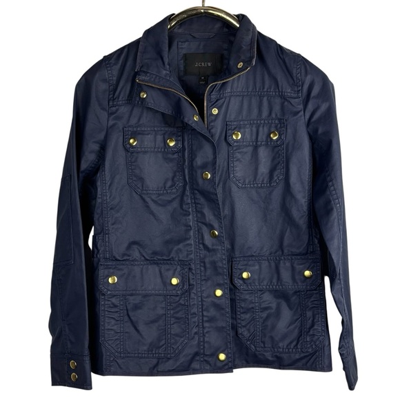 J. CREW 19034 BLUE DOWNTOWN FIELD WAXED 100% COTTON PLACKET UTILITY JACKET - Picture 5 of 16